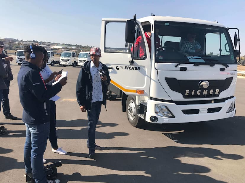 Auto media experts experiencing Eicher truck
